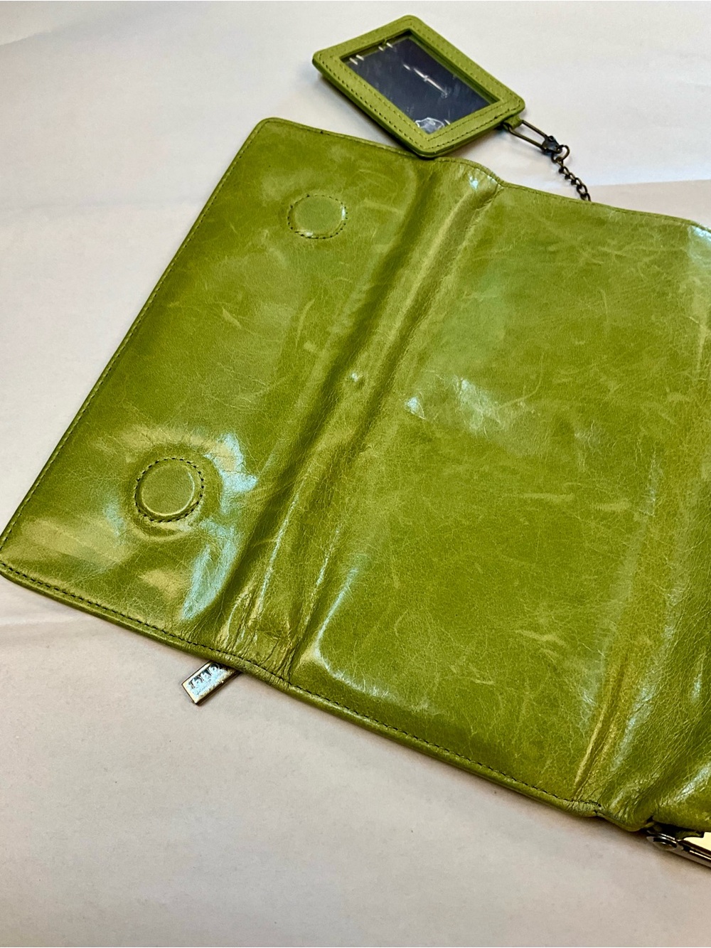 HOBO Olive Green Leather Frame Wallet Clutch - Picture 10 of 13